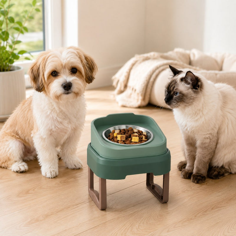 Adjustable Slow Feeder Pet Bowl for Cats & Small Dogs – With Stand or No Stand