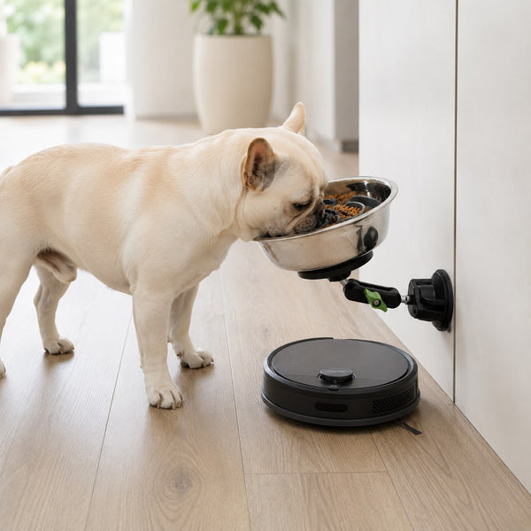 Adjustable Suction-Mount Slow Feeder Bowl for French Bulldogs, Cats & Small-to-Medium Dogs – Floor or Vertical Setup Helps Reduce Sliding